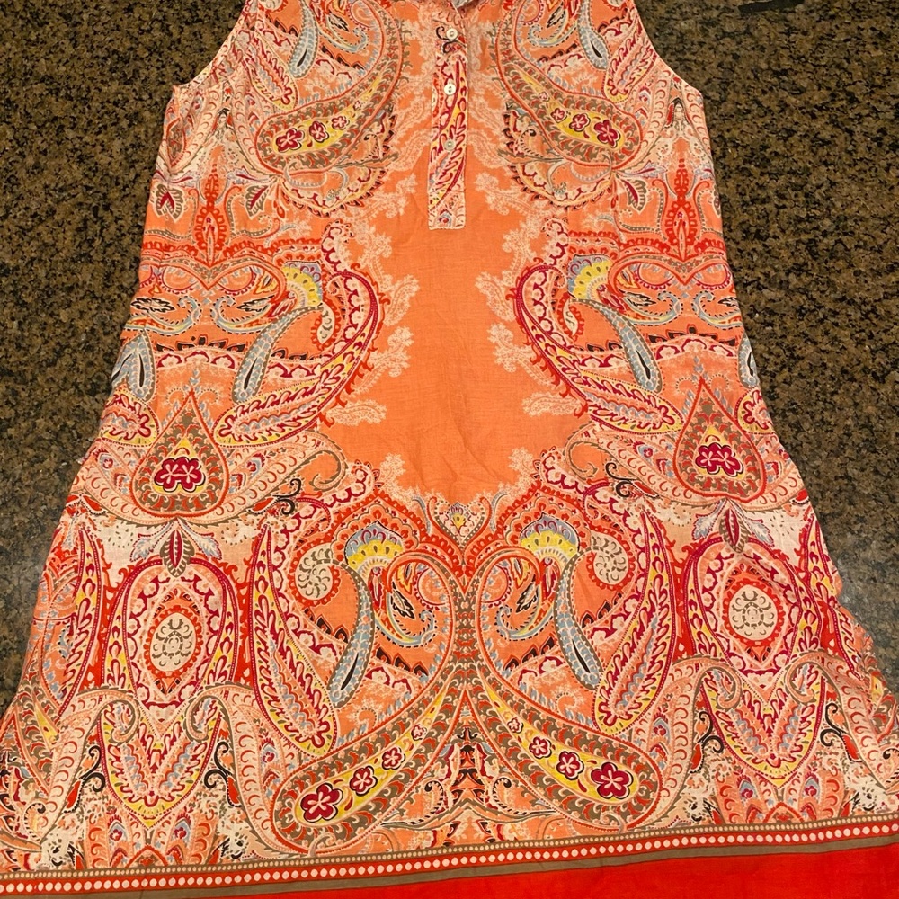 CINO Sleeveless Orange Paisley Print Summer Dress Large